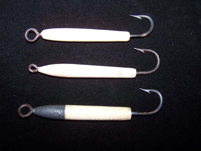 A Group of three 19th century ANTIQUE Whalebone mounted Fishing Lures